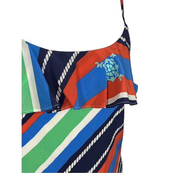Lilly Pulitzer Laya Silk Mini Dress Nautical Compass Print Size Small Slip Dress - Picture 13 of 15